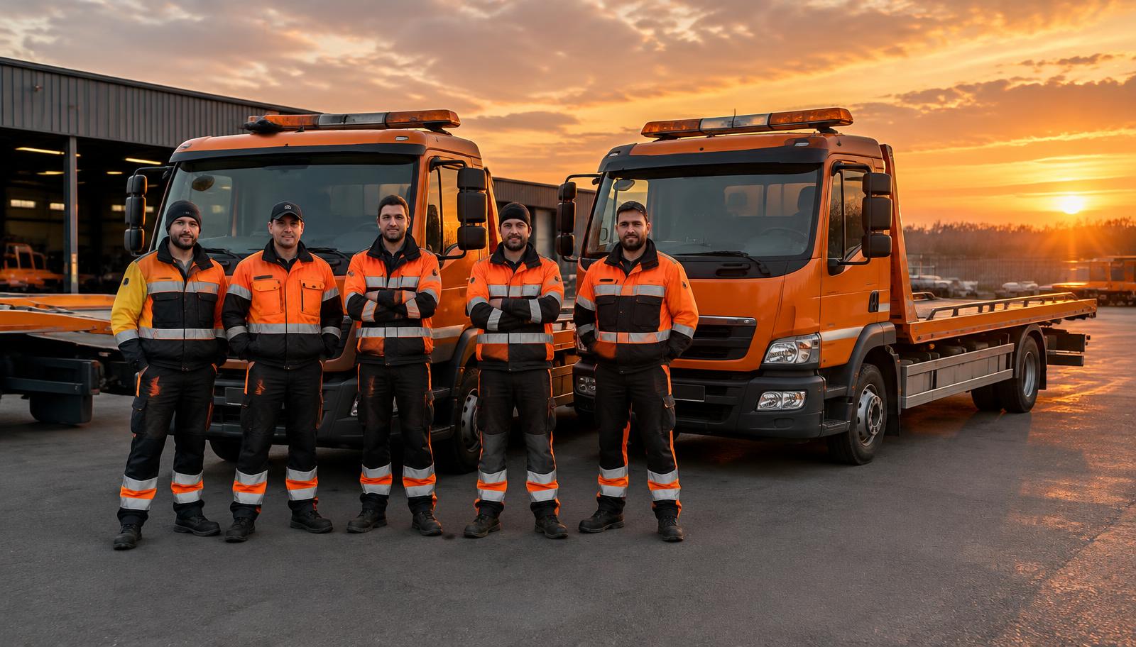 DAM Oto Çekici ekibi ve oto çekici aracı